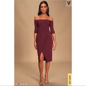 LULUS Flames of Desire off the shoulder midi dress